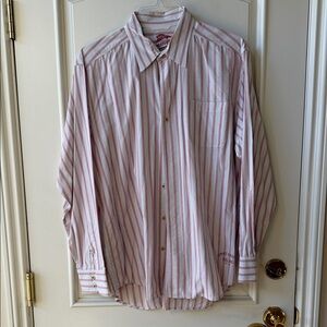 Tommy Bahama Red and White Striped Button Down Shirt large